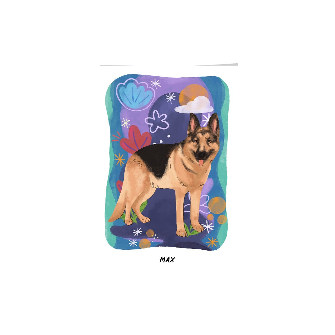 "Premium Watercolor Pet Portrait - One Pet, Framed Poster"