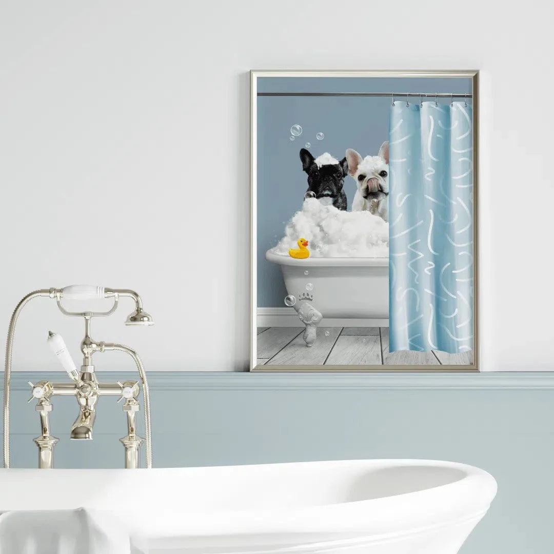 Bath Tub Pet Portrait (Two Pets) - Custom Pet Art