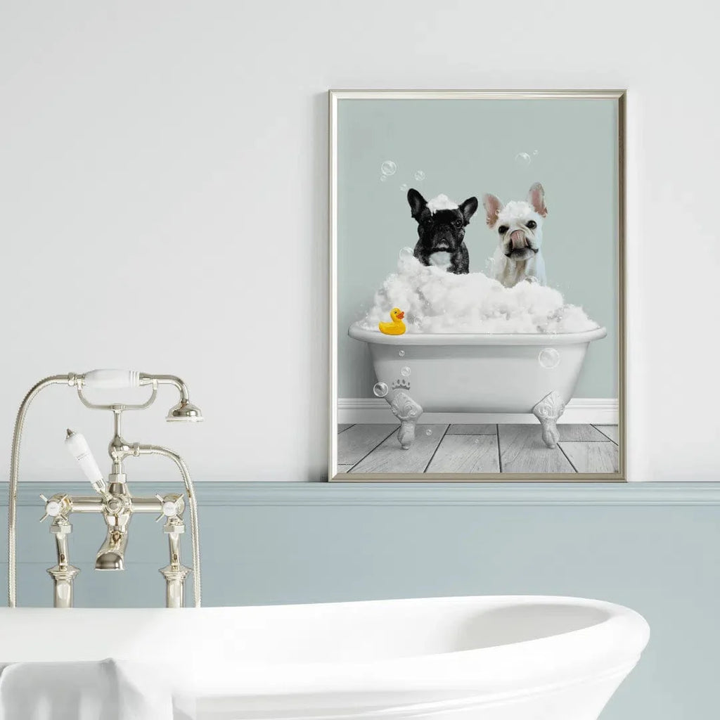 Crown and Paw - Canvas Bath Tub Pet Portrait (Two Pets) - Custom Pet Art