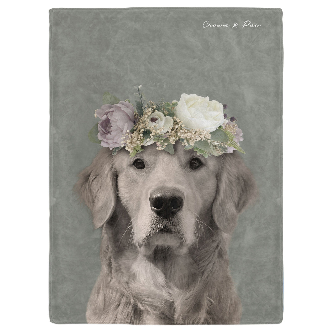 "Crown and Paw - Blanket Full Bloom - Custom Pet Blanket 30"" x 40"" / Green"