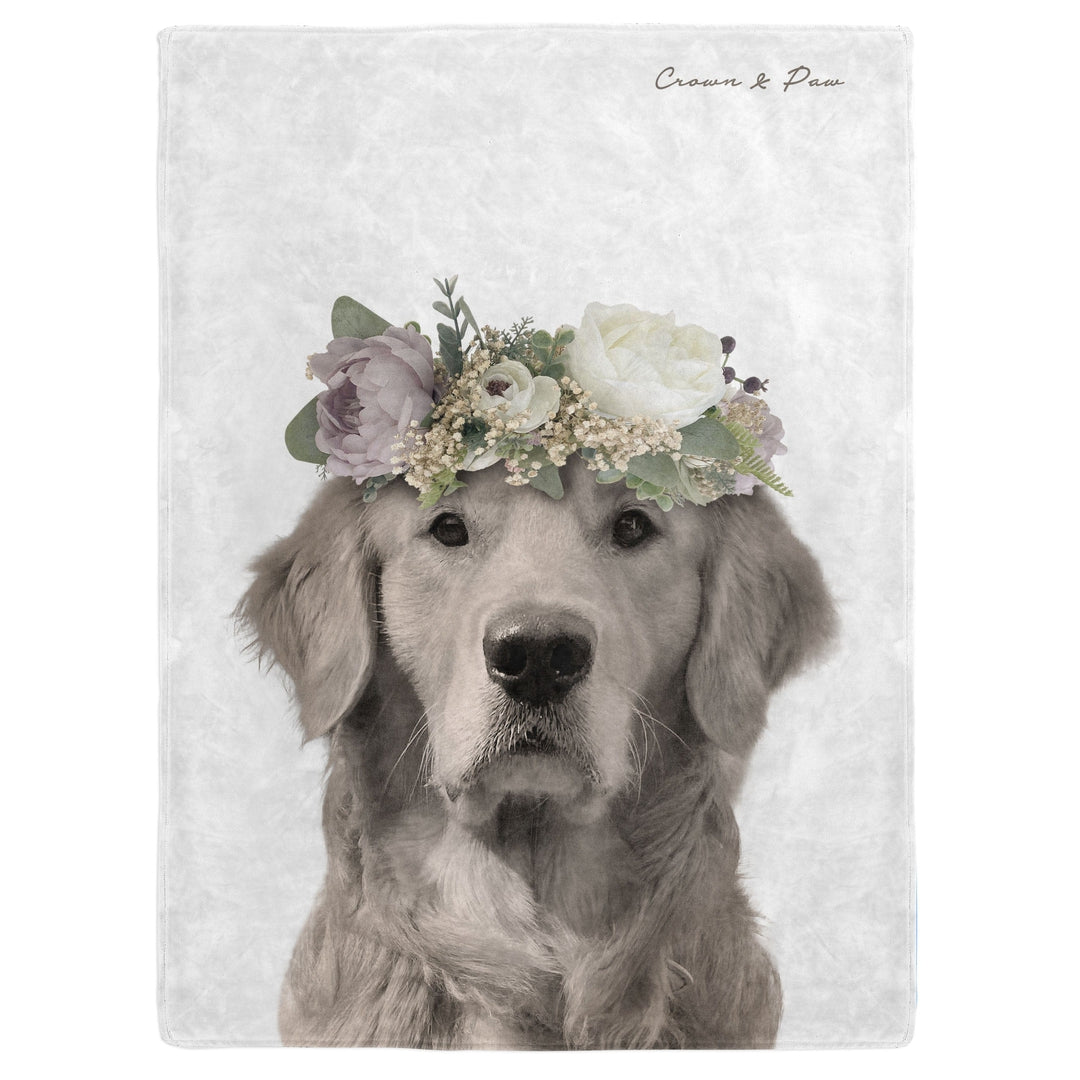 "Crown and Paw - Blanket Full Bloom - Custom Pet Blanket 30"" x 40"" / White"
