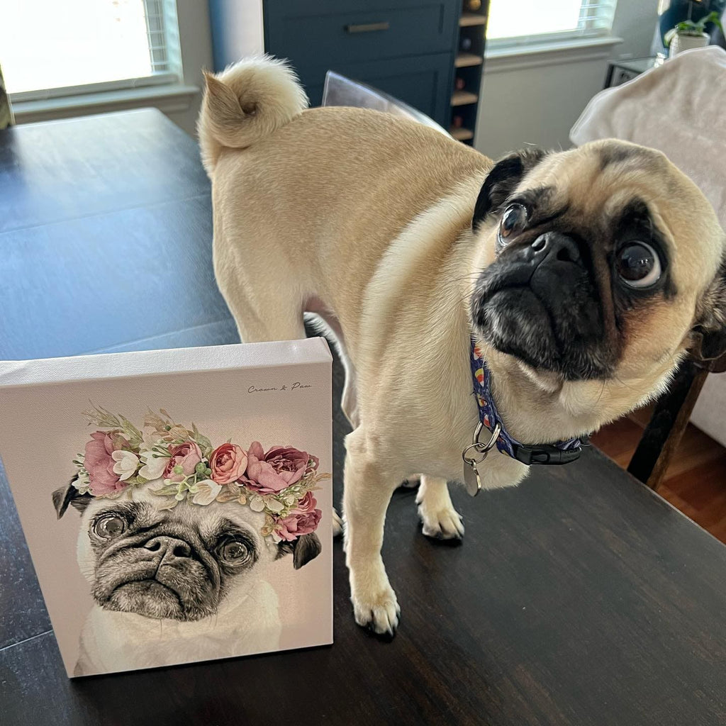 Floral Crown Pet Portrait - Custom Canvas