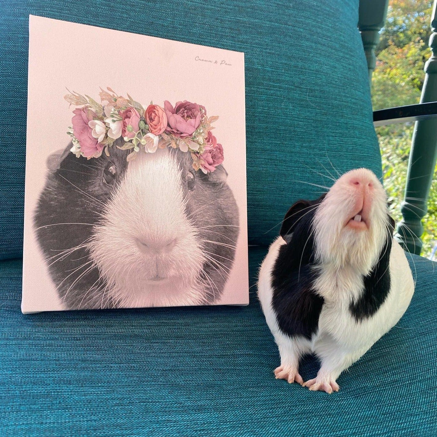 Floral Crown Pet Portrait - Custom Canvas