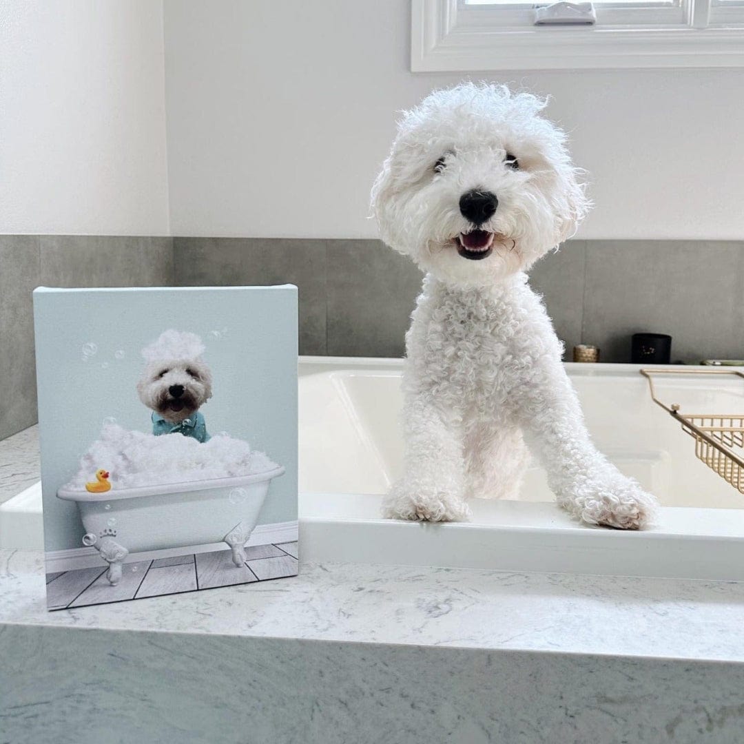 Bath Tub Pet Portrait (One Pet) - Custom Pet Art