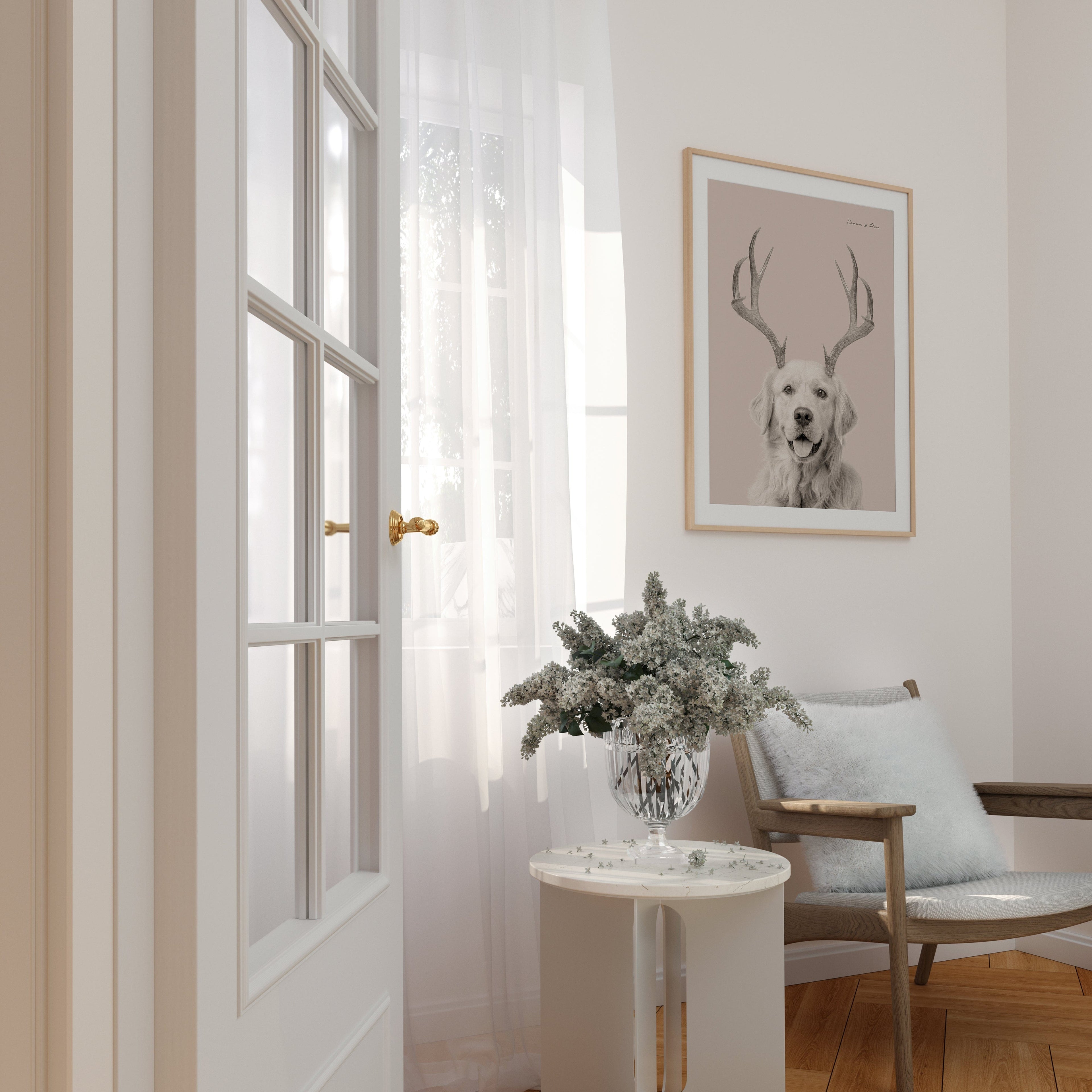 Elk Antlers Pet Portrait - Custom Canvas