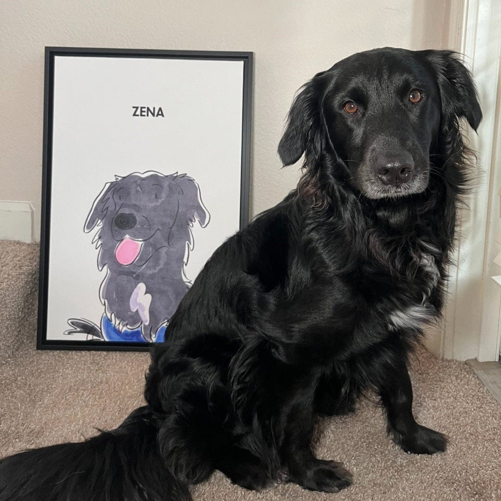 "Watercolor Pet Portrait - One Pet, Framed Poster"