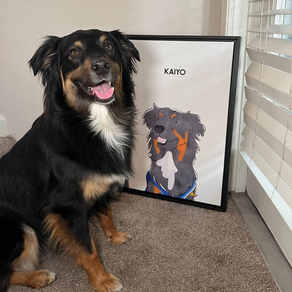 "Watercolor Pet Portrait - One Pet, Framed Poster"
