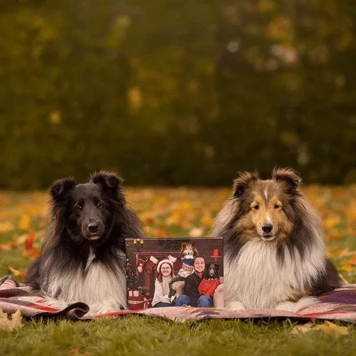 The Family Christmas (Three Pets) - Custom Pet Canvas