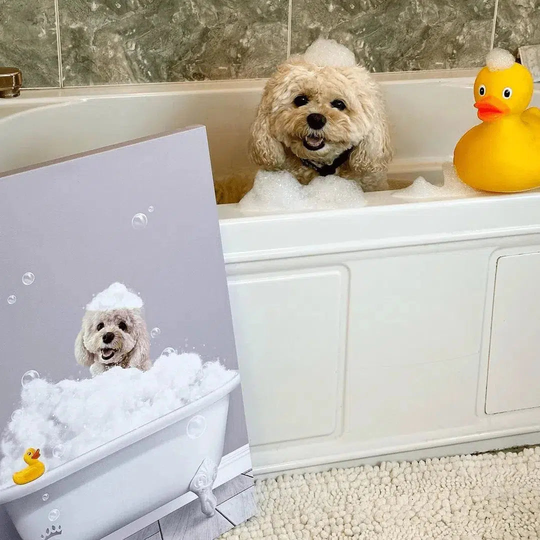 Bath Tub Pet Portrait (One Pet) - Custom Pet Art