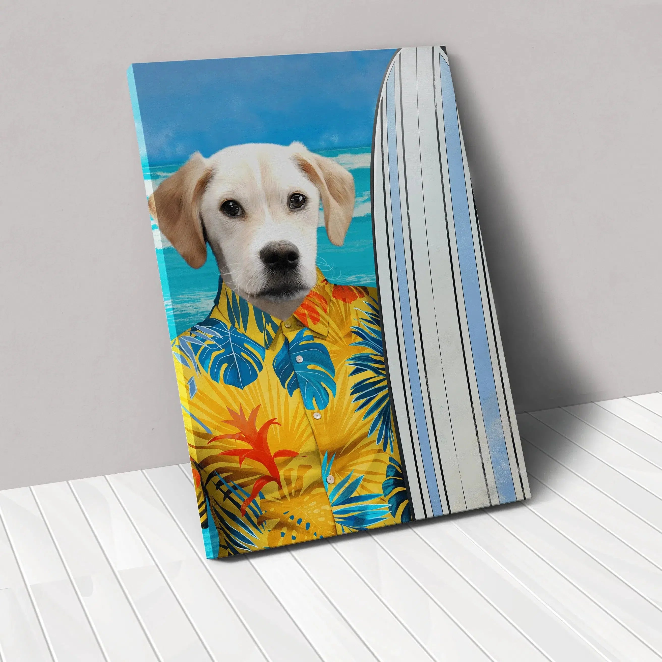 "Crown and Paw - Canvas The Surfer - Custom Pet Canvas 8"" x 10"" / Yellow"
