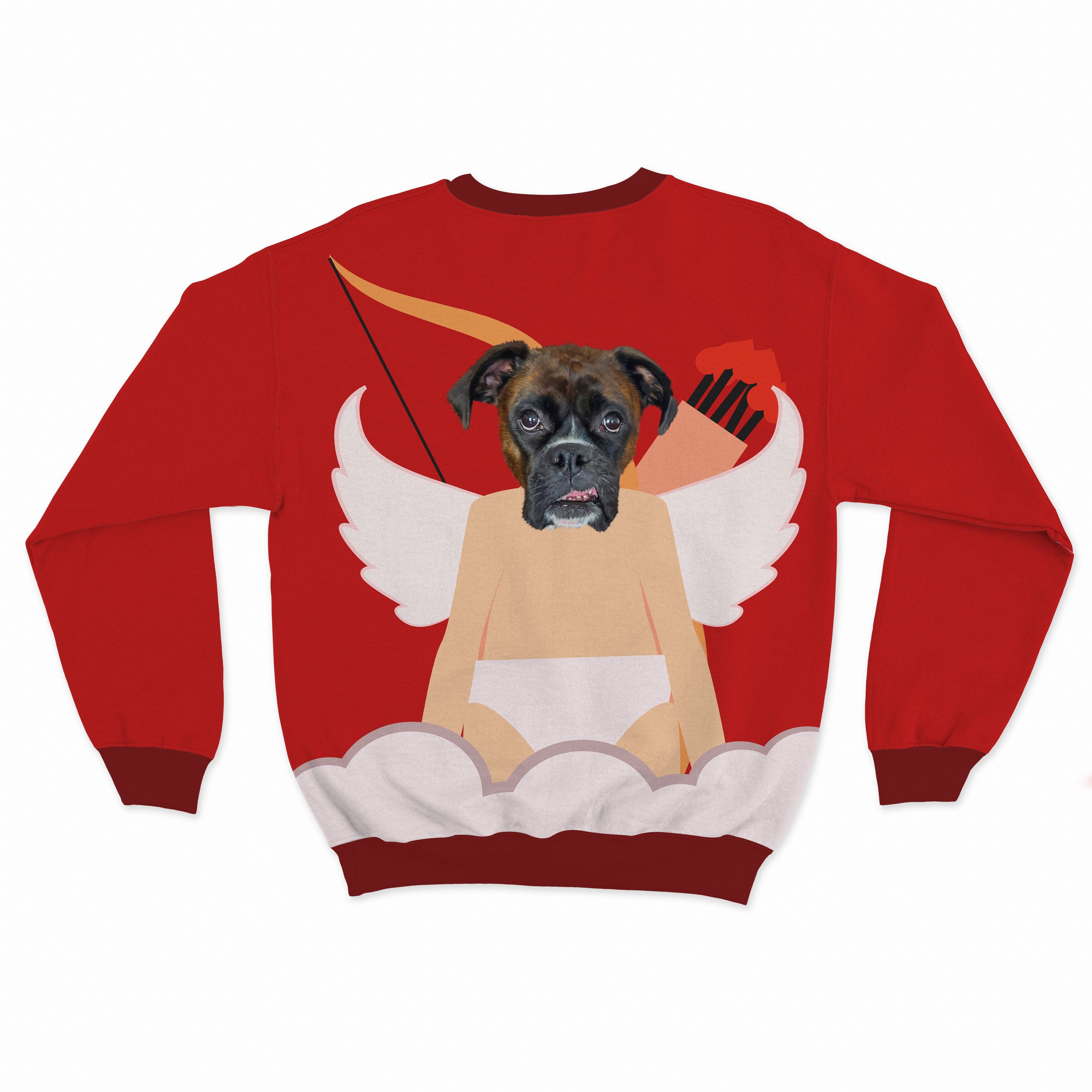 Crown and Paw - Custom Clothing Pet Face Valentines Sweatshirt Rose Red / S