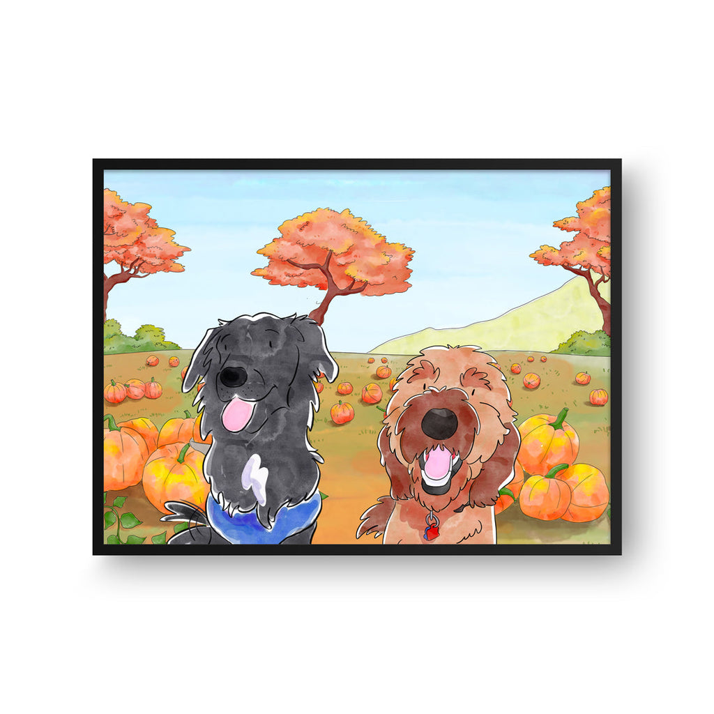 "Watercolor Pet Portrait - Two Pets, Framed Poster"