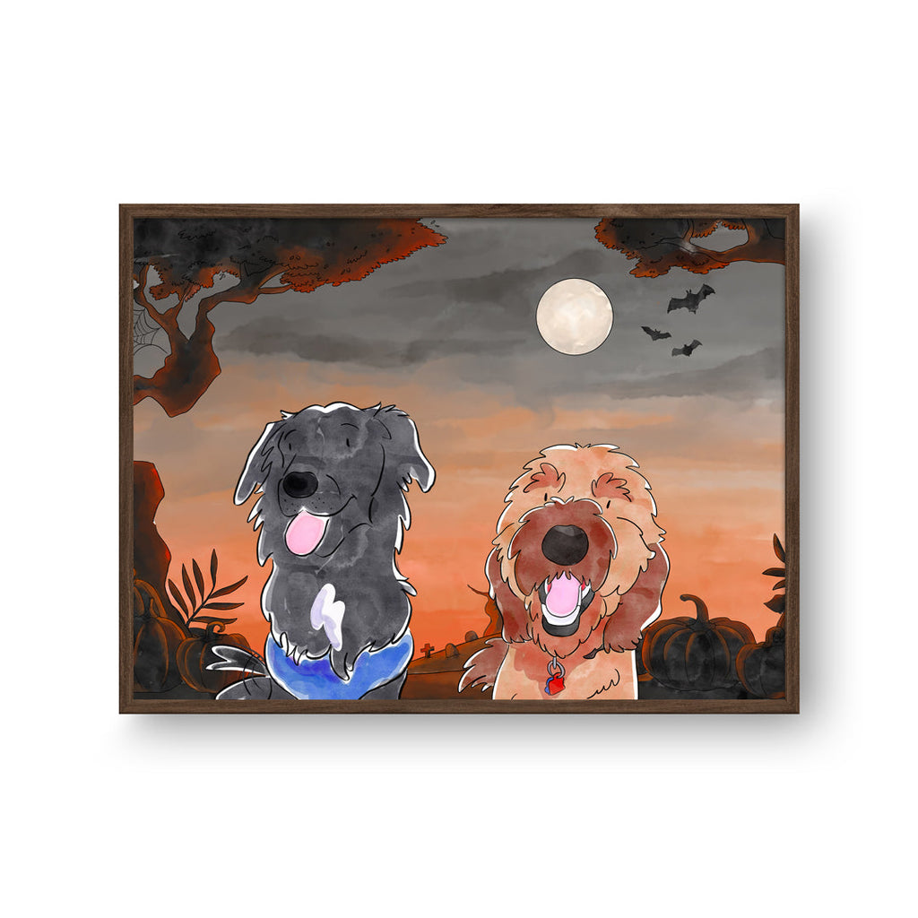 "Watercolor Pet Portrait - Two Pets, Framed Poster"
