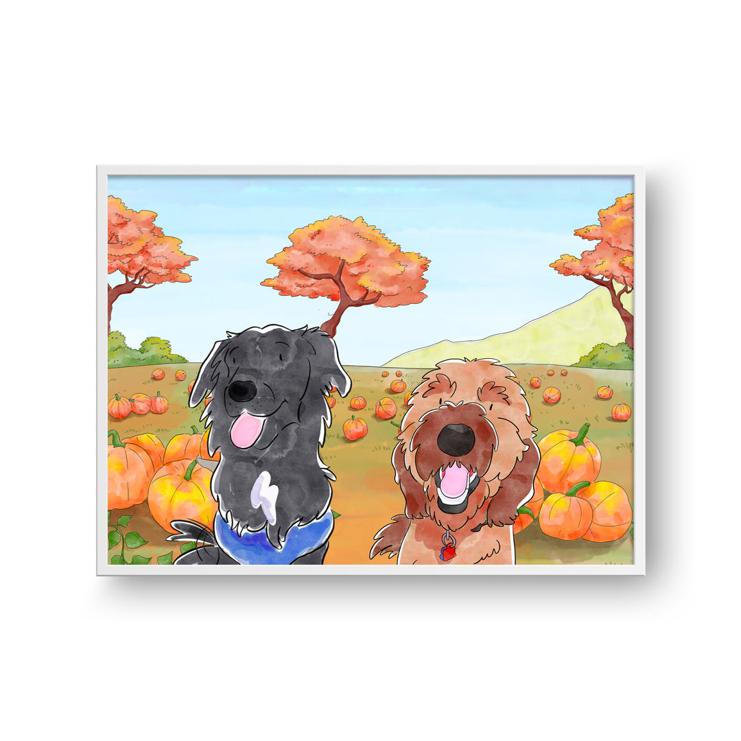 "Watercolor Pet Portrait - Two Pets, Framed Poster"