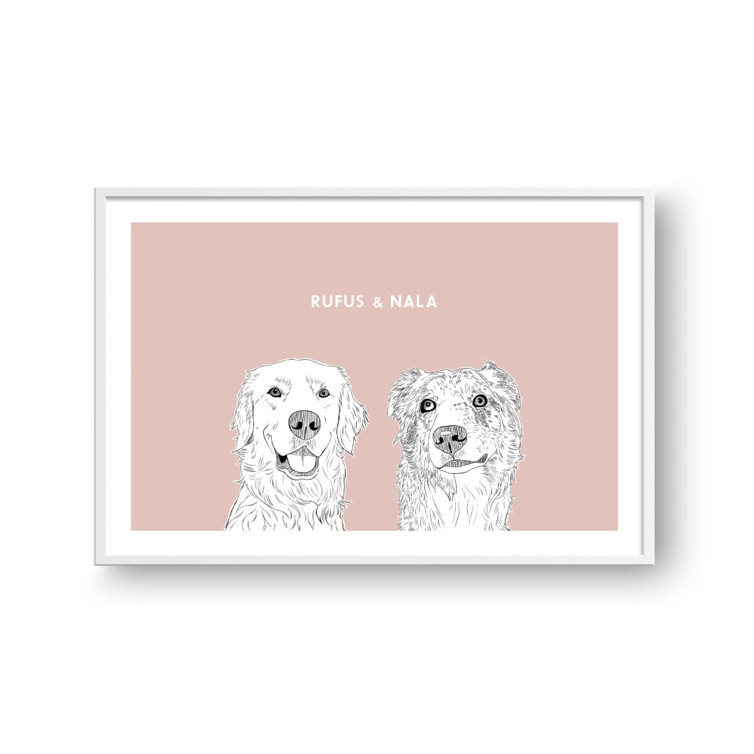 Crown and Paw - Framed Poster Illustrated Pet Portrait - Two Pets