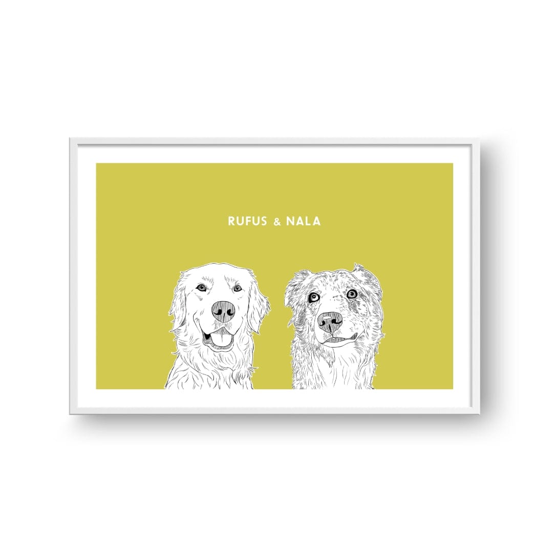 Crown and Paw - Framed Poster Illustrated Pet Portrait - Two Pets