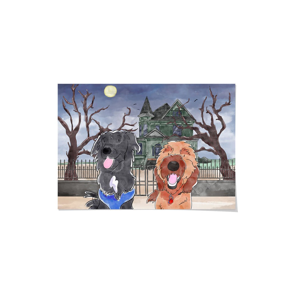 "Watercolor Pet Portrait - Two Pets, Framed Poster"