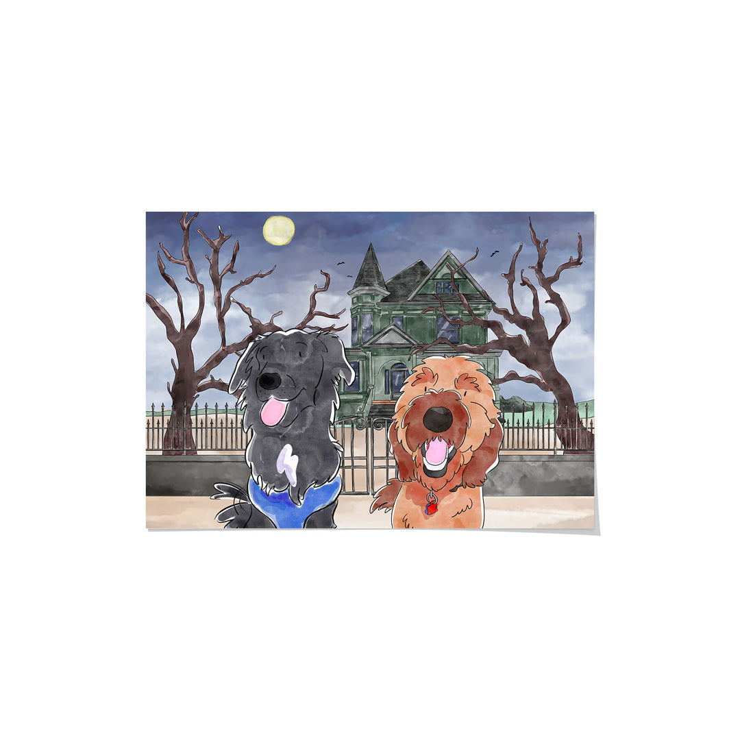 "Watercolor Pet Portrait - Two Pets, Framed Poster"