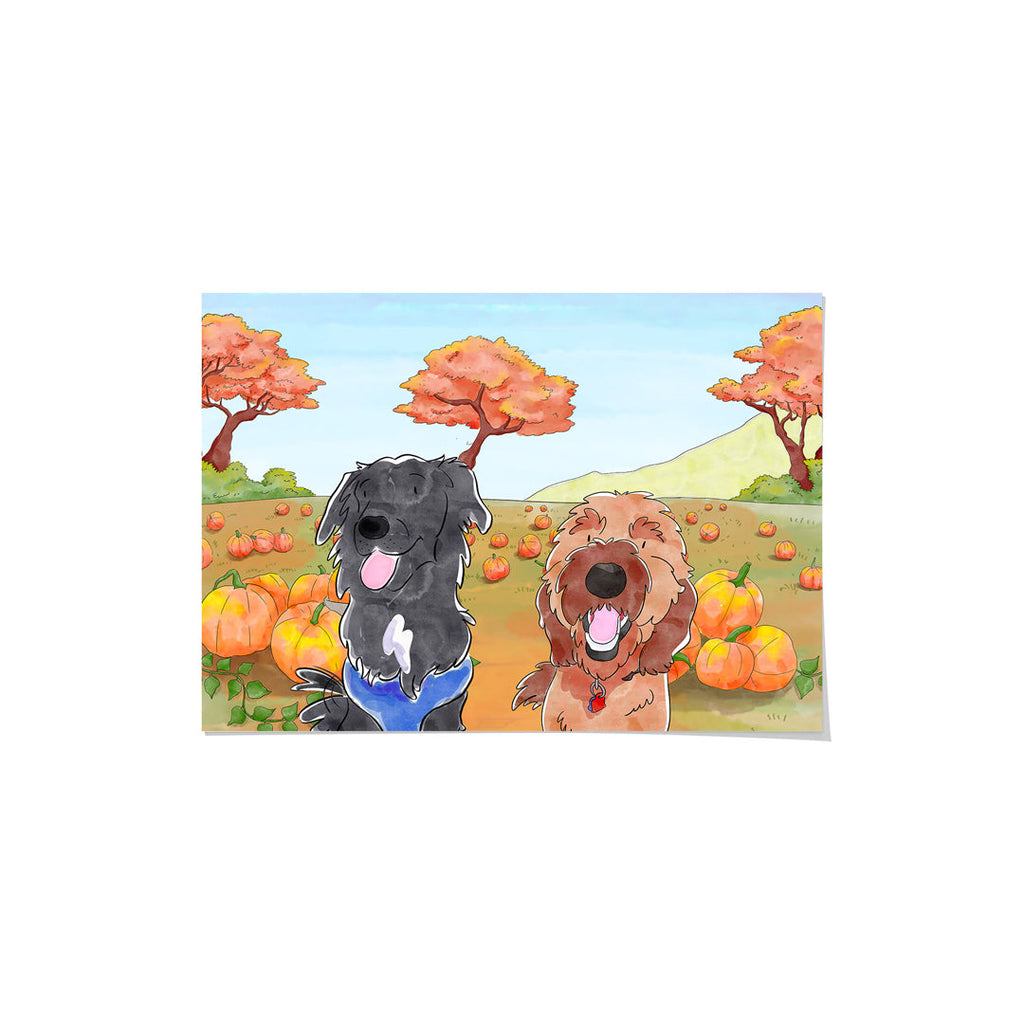 "Watercolor Pet Portrait - Two Pets, Framed Poster"