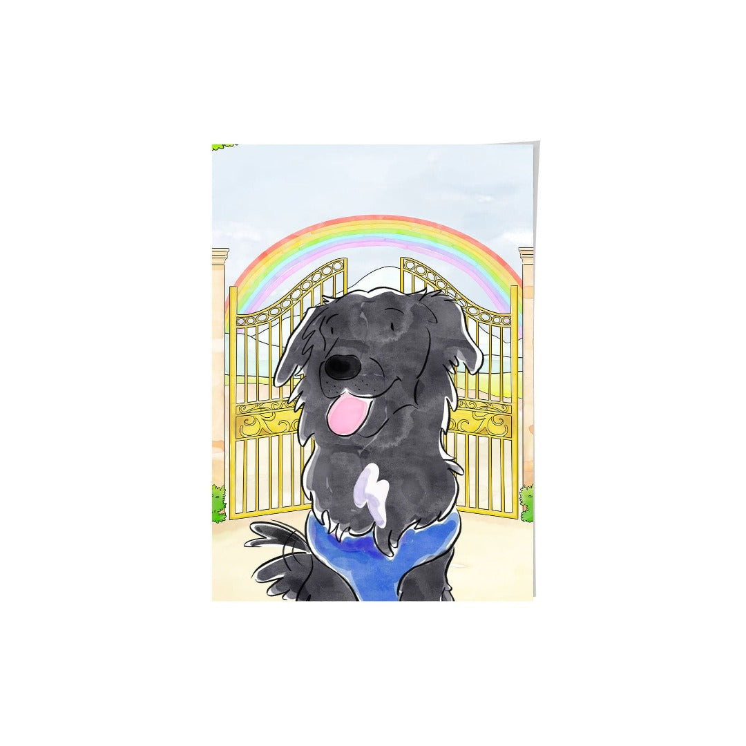 "Crown and Paw - Framed Poster Watercolor Pet Portrait - One Pet, Framed Poster 10"" x 8"" / Unframed / Rainbow Bridge"