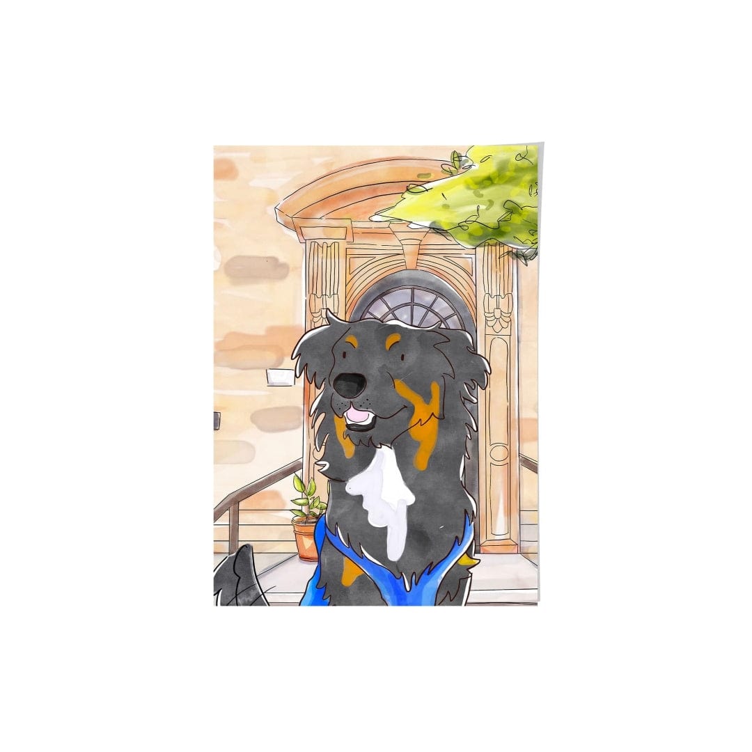 "Crown and Paw - Framed Poster Watercolor Pet Portrait - One Pet, Framed Poster"