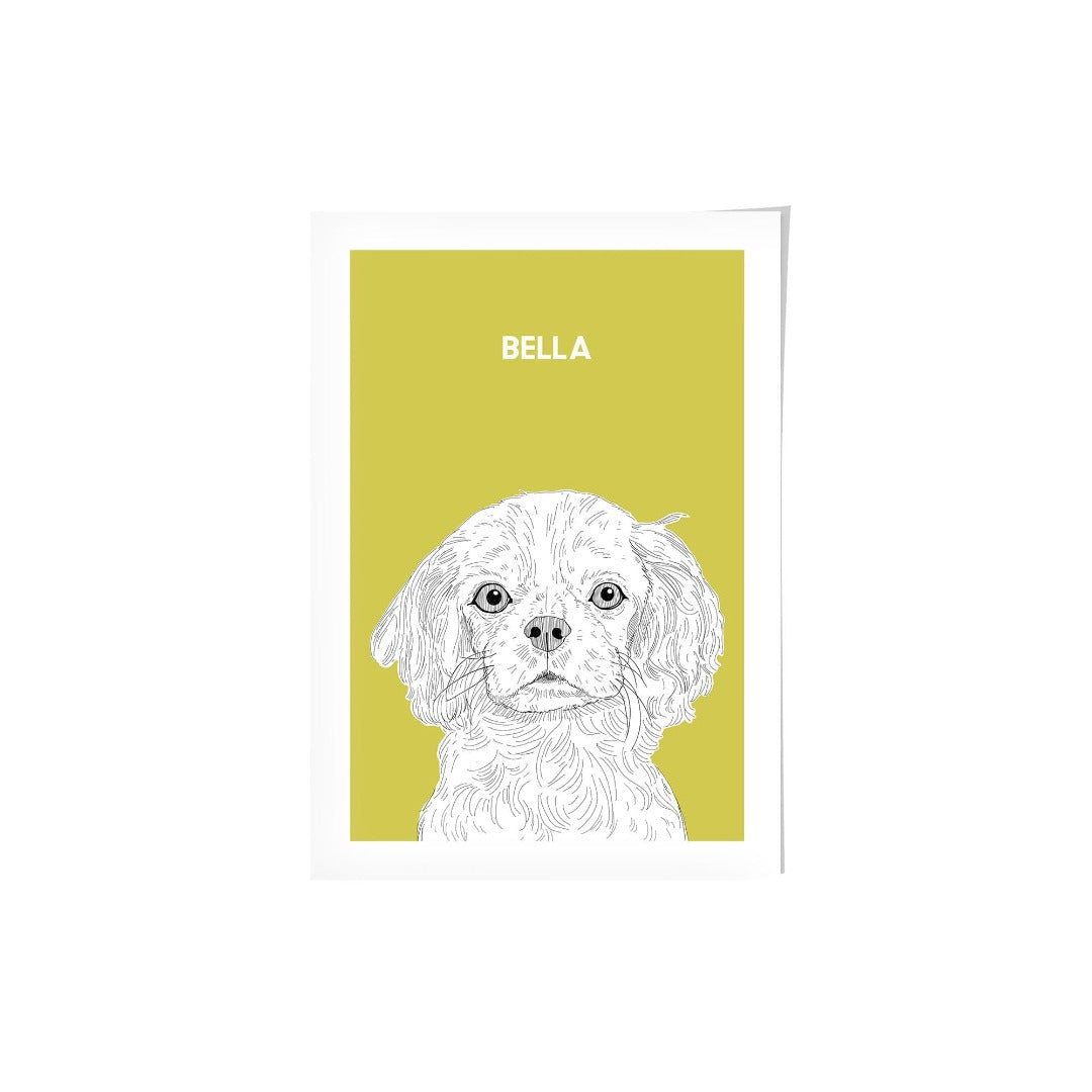 "Crown and Paw - Framed Poster Illustrated Pet Portrait - One Pet 8"" x 10"" / Unframed / Mustard"
