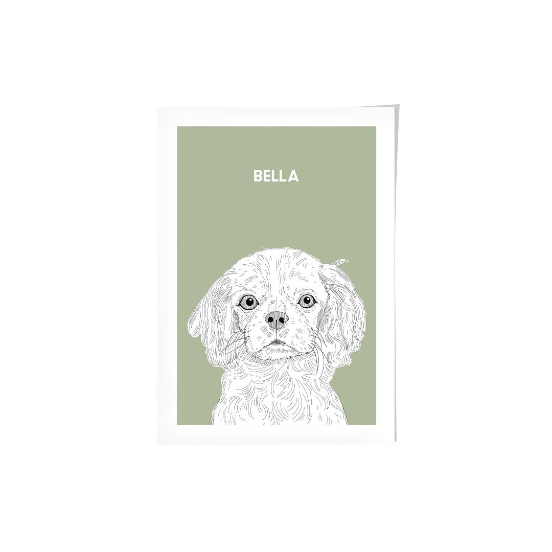 "Crown and Paw - Framed Poster Illustrated Pet Portrait - One Pet 8"" x 10"" / Unframed / Sage"