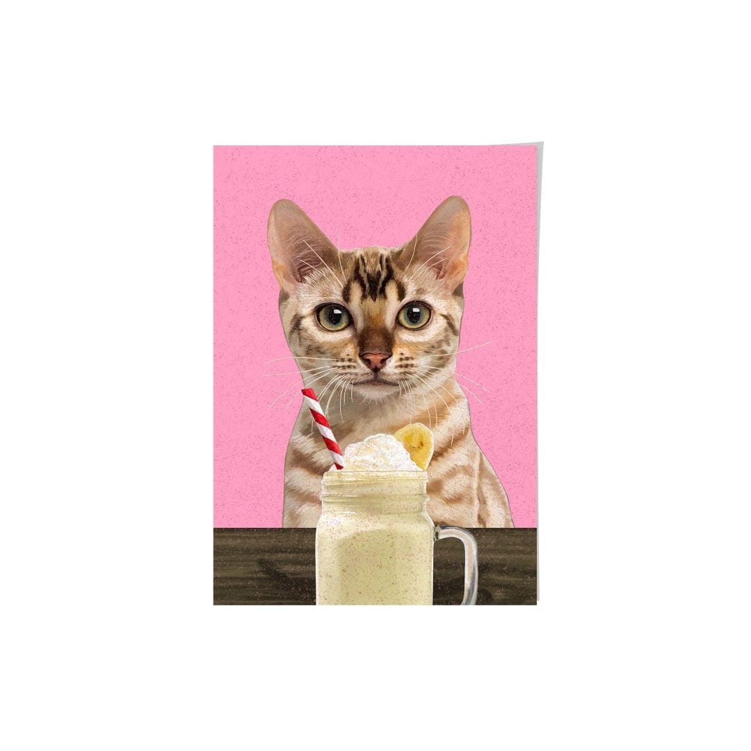 Crown and Paw - Framed Poster Custom Pet with Banana Shake Portrait - Framed Poster