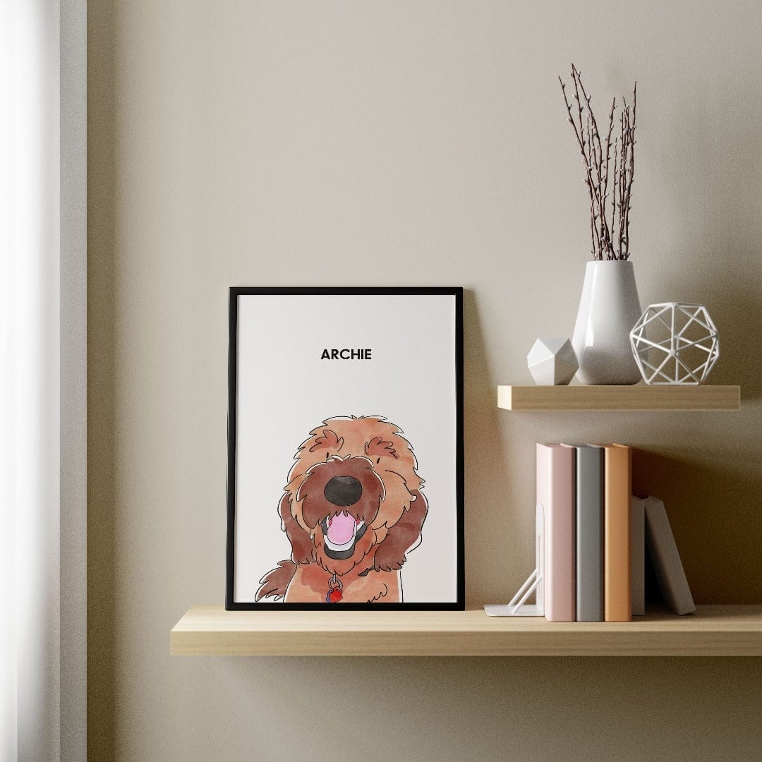 "Watercolor Pet Portrait - One Pet, Framed Poster"