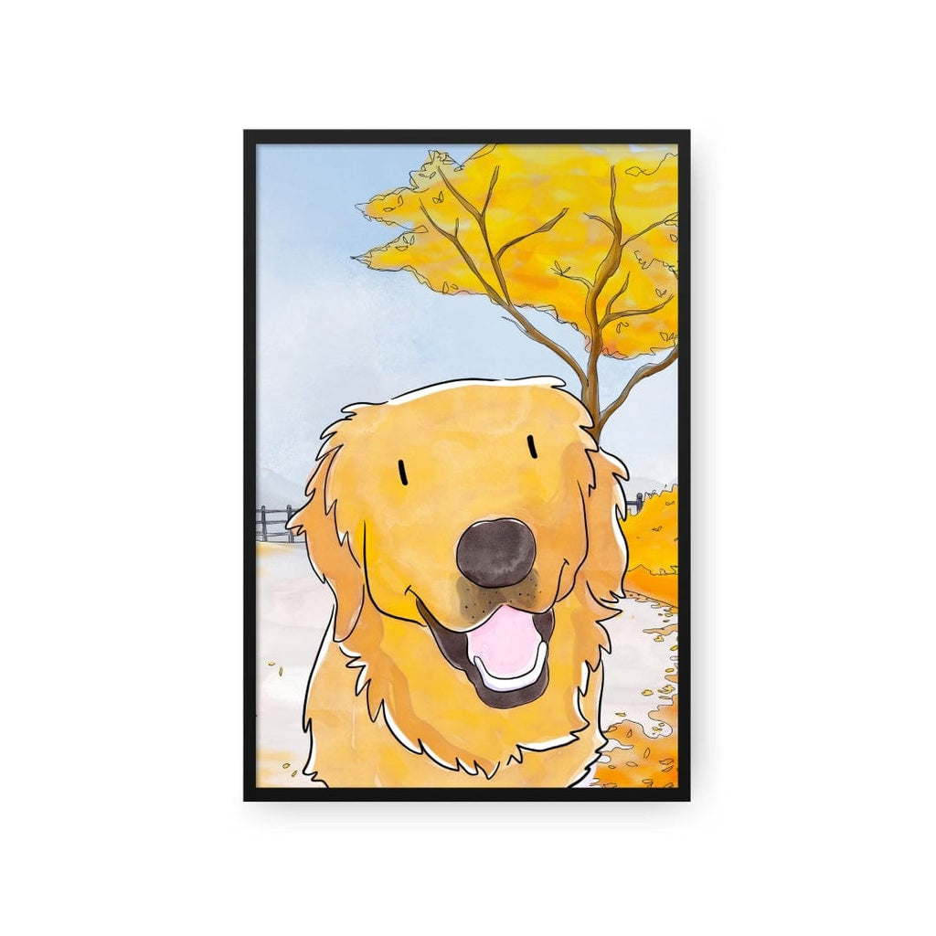 "Crown and Paw - Framed Poster Watercolor Pet Portrait - One Pet, Framed Poster"