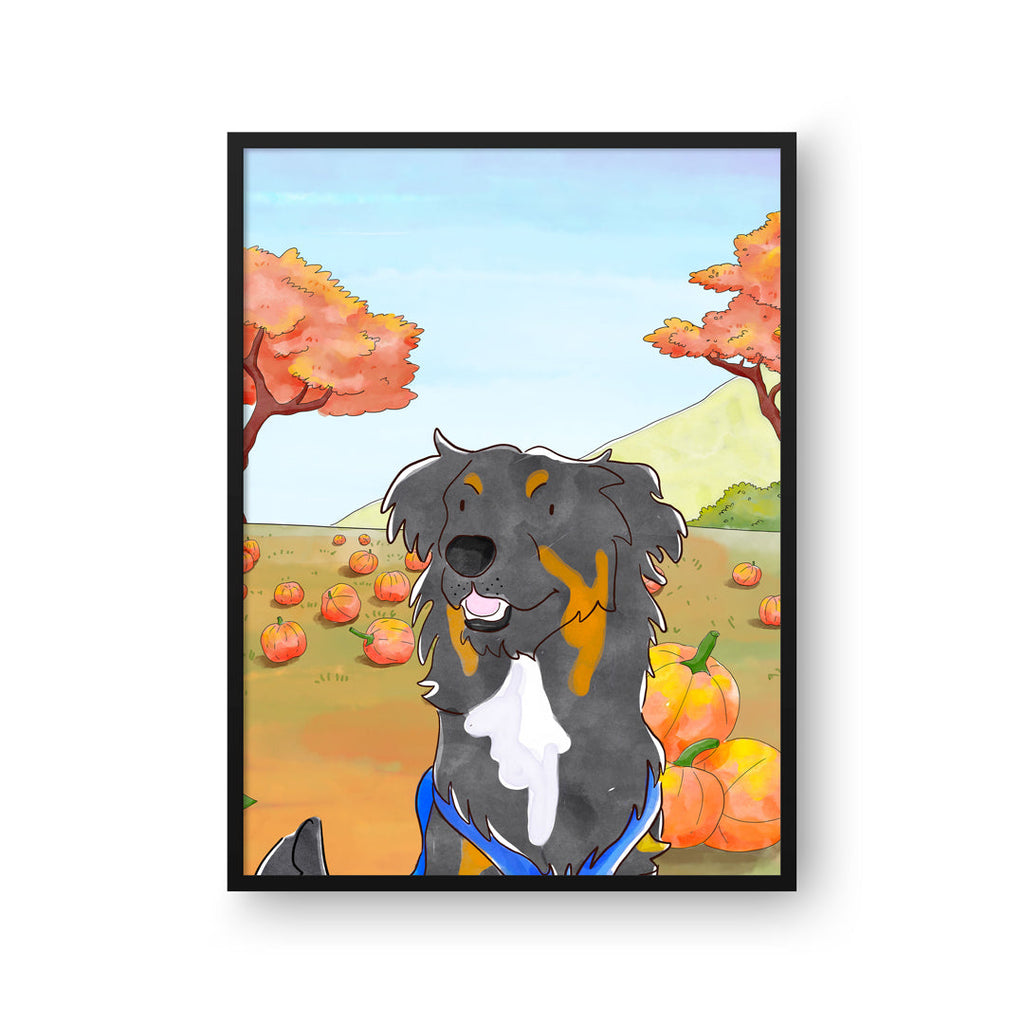 "Watercolor Pet Portrait - One Pet, Framed Poster"