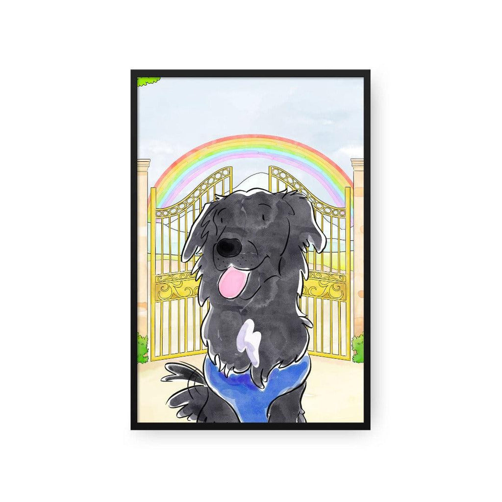 "Crown and Paw - Framed Poster Watercolor Pet Portrait - One Pet, Framed Poster 10"" x 8"" / Black / Rainbow Bridge"