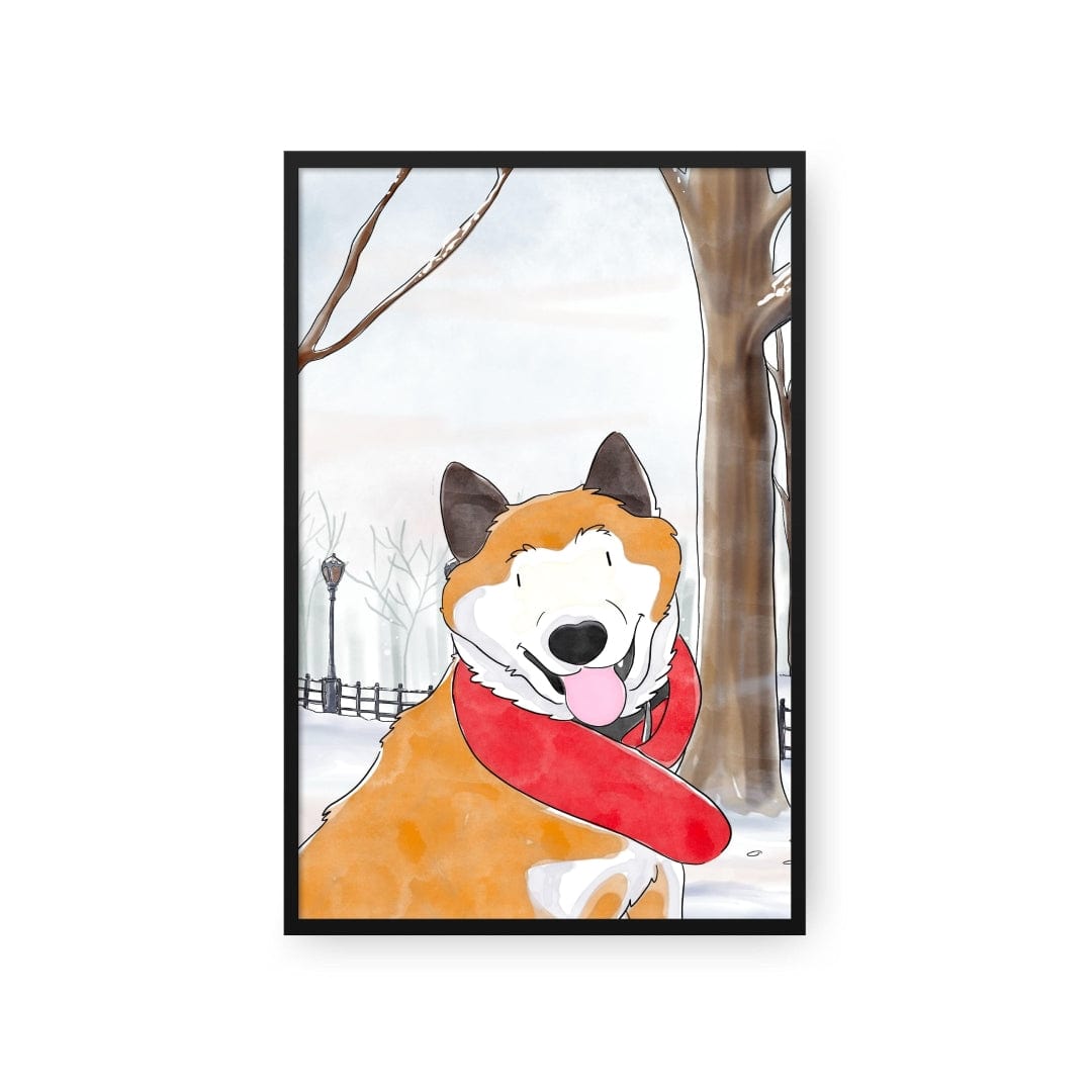 "Crown and Paw - Framed Poster Watercolor Pet Portrait - One Pet, Framed Poster"