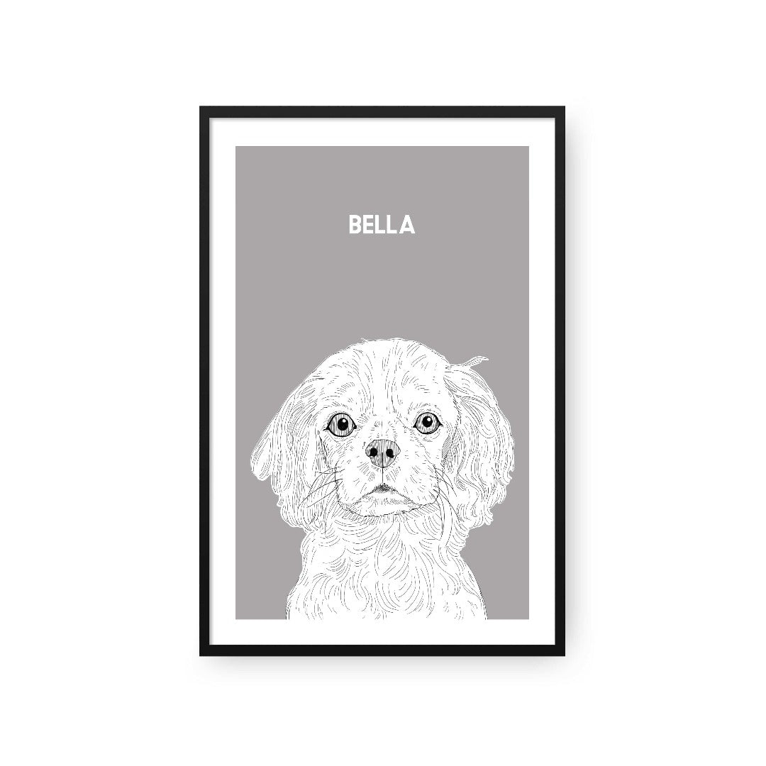 Crown and Paw - Framed Poster Illustrated Pet Portrait - One Pet