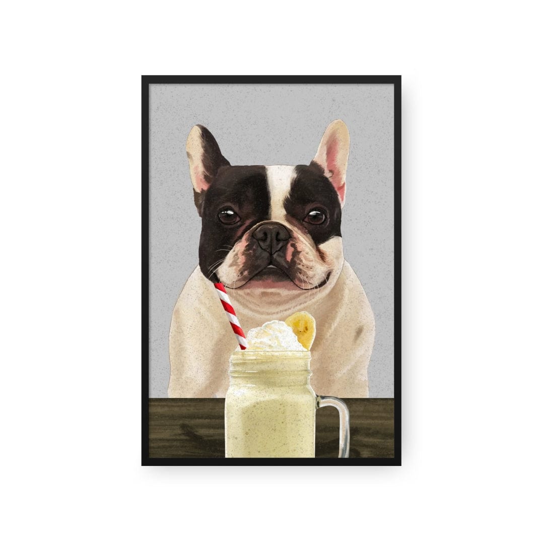 Crown and Paw - Framed Poster Custom Pet with Banana Shake Portrait - Framed Poster
