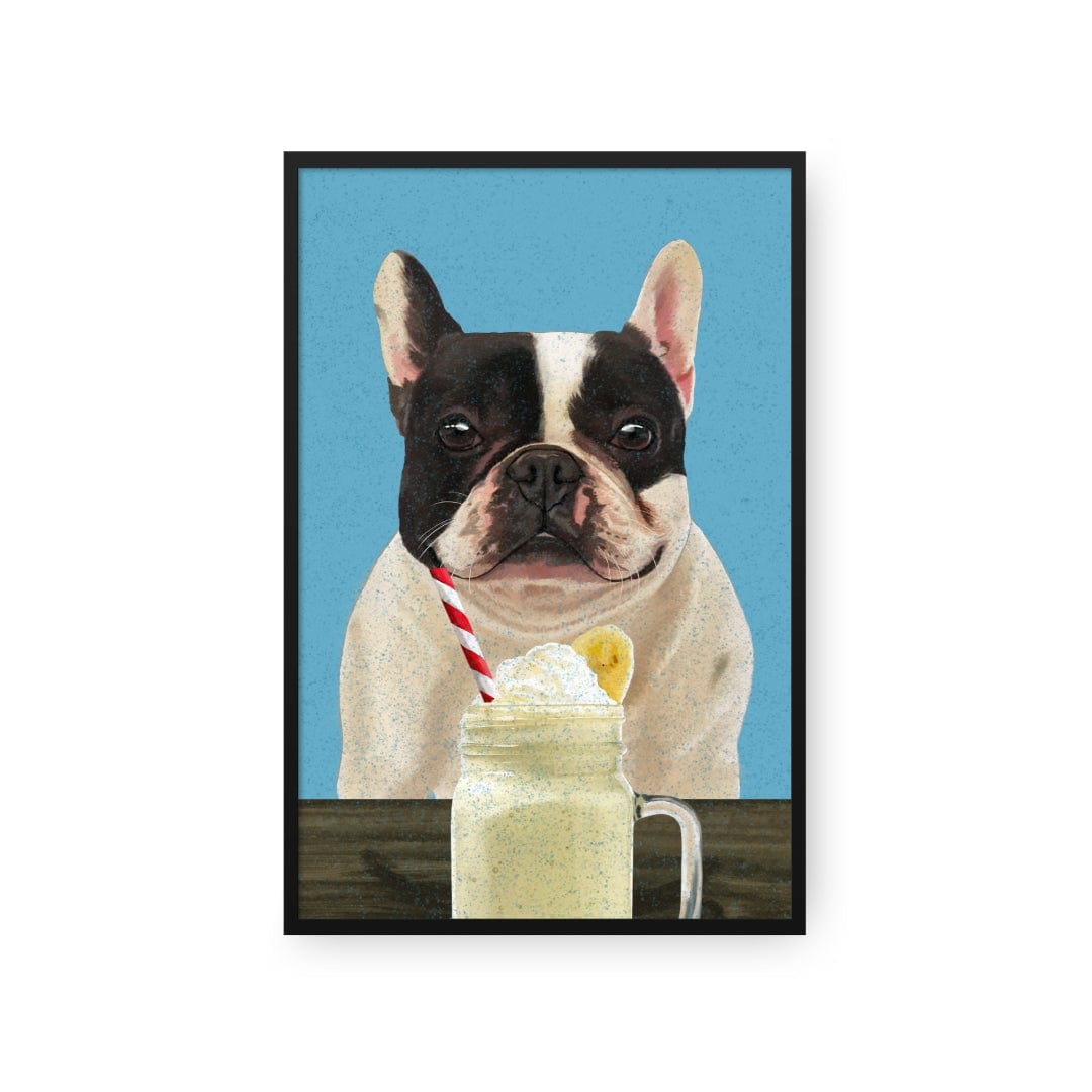 Crown and Paw - Framed Poster Custom Pet with Banana Shake Portrait - Framed Poster