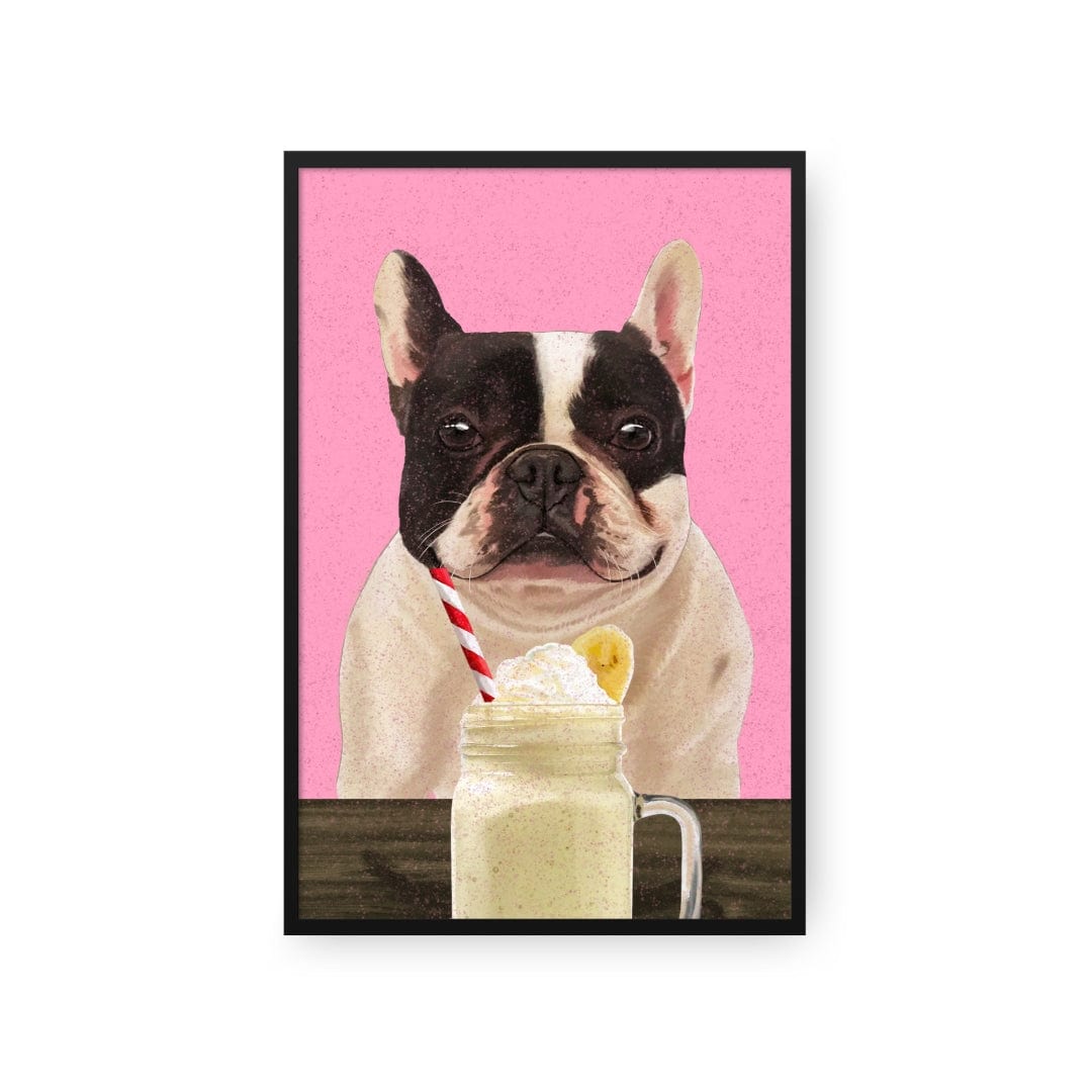 Crown and Paw - Framed Poster Custom Pet with Banana Shake Portrait - Framed Poster