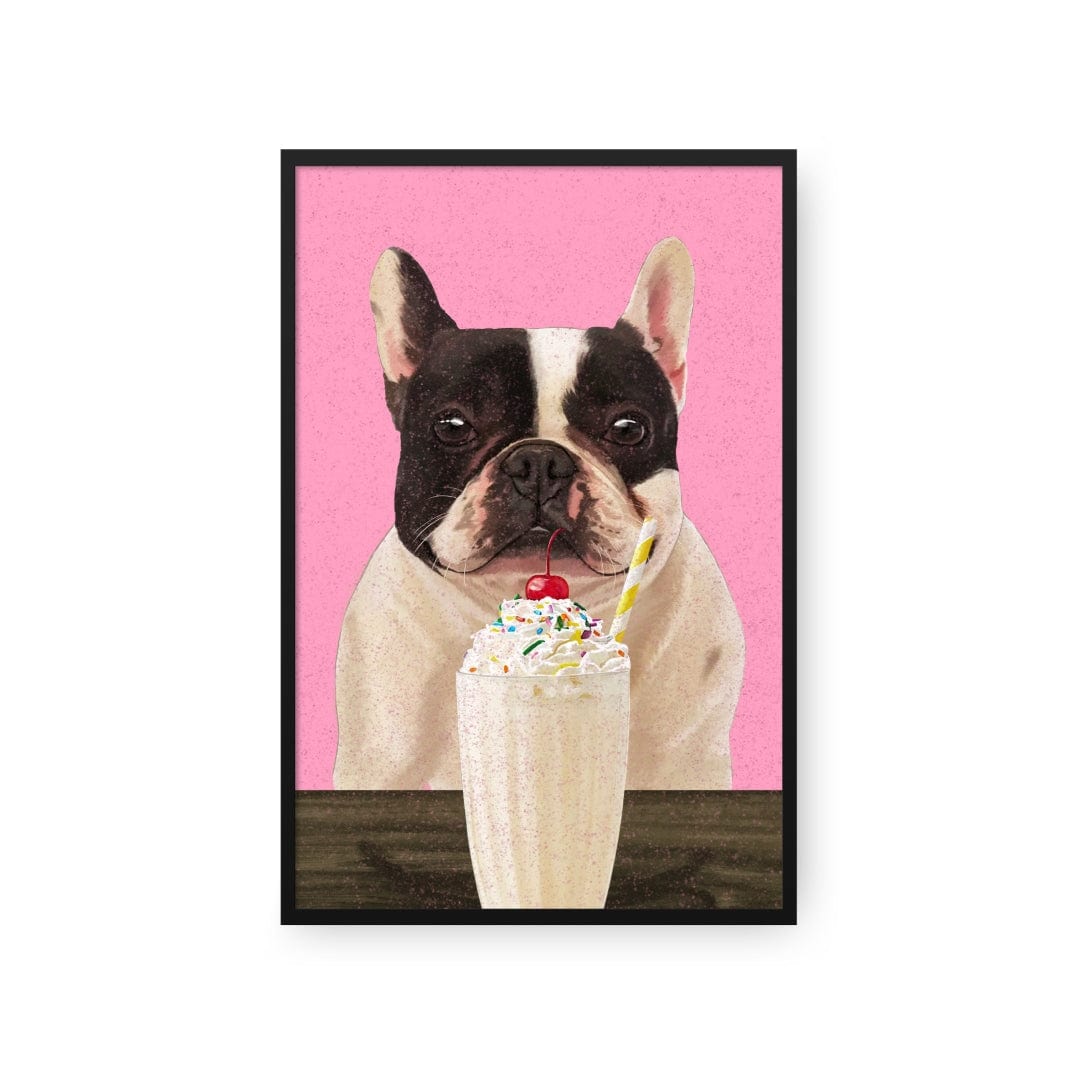 Crown and Paw - Framed Poster Custom Pet with Vanilla Shake Portrait - Framed Poster