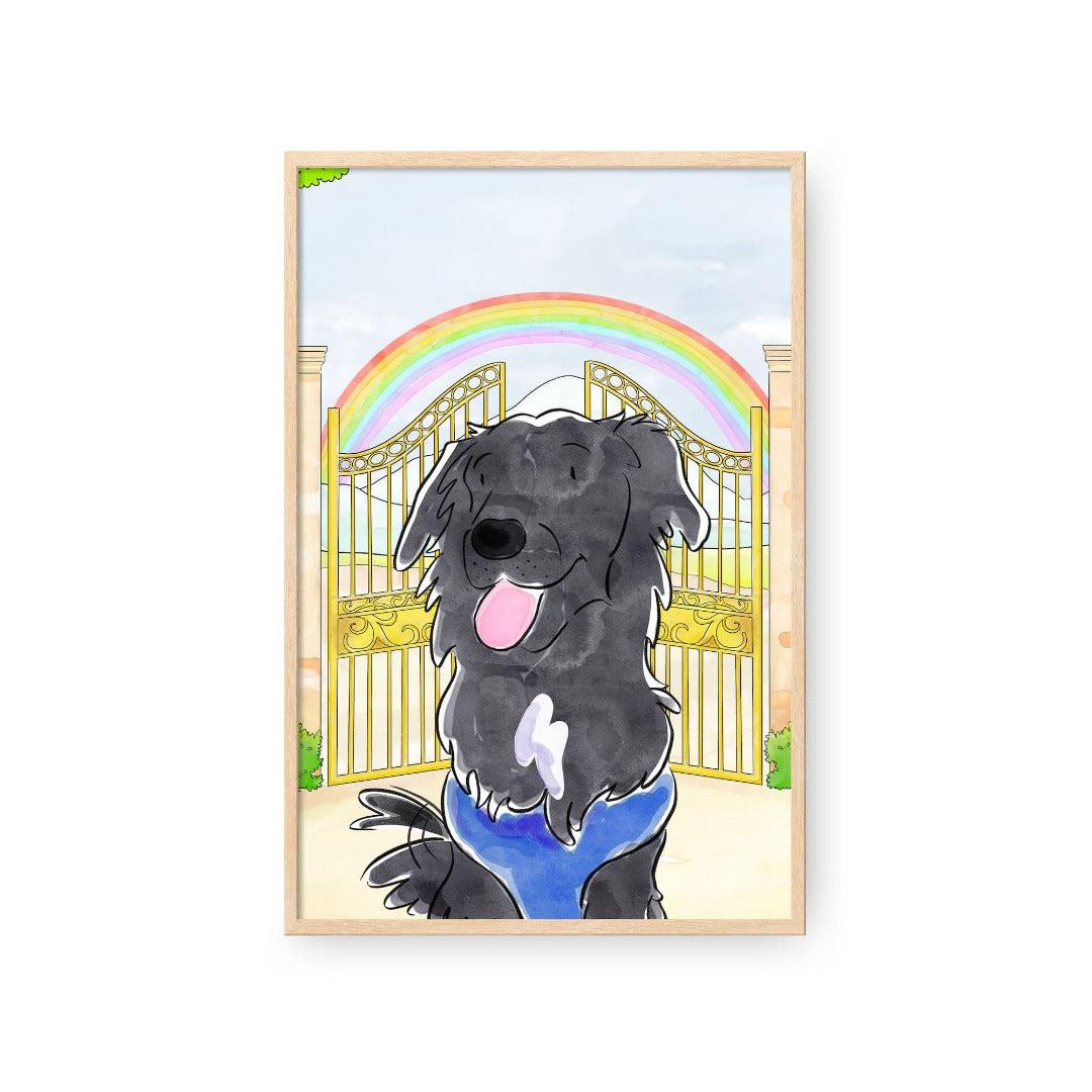 "Crown and Paw - Framed Poster Watercolor Pet Portrait - One Pet, Framed Poster 10"" x 8"" / Walnut / Rainbow Bridge"
