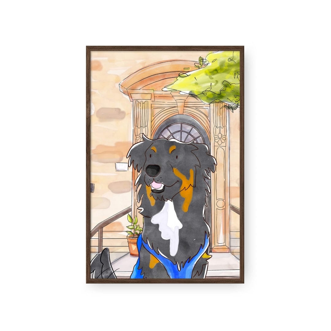 "Crown and Paw - Framed Poster Watercolor Pet Portrait - One Pet, Framed Poster"