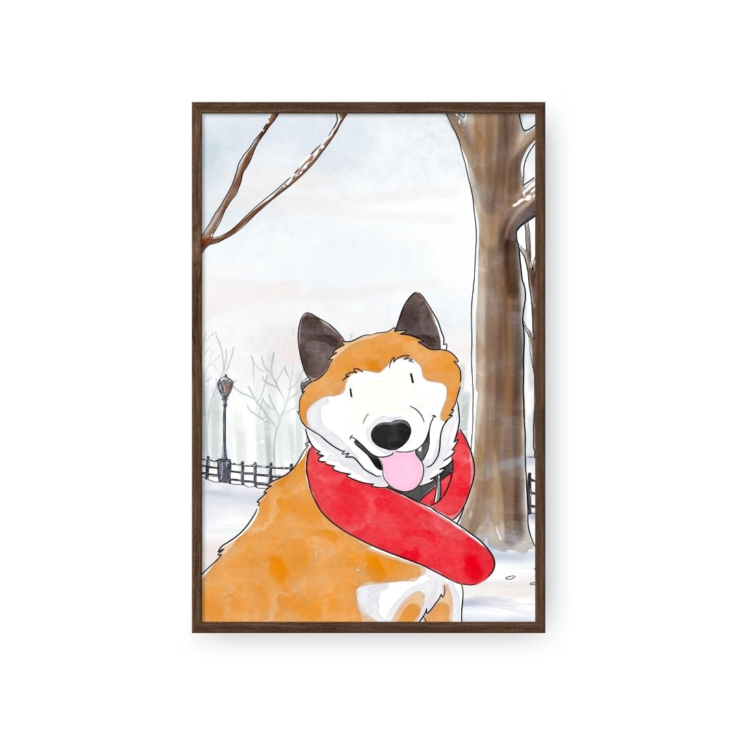 "Crown and Paw - Framed Poster Watercolor Pet Portrait - One Pet, Framed Poster"