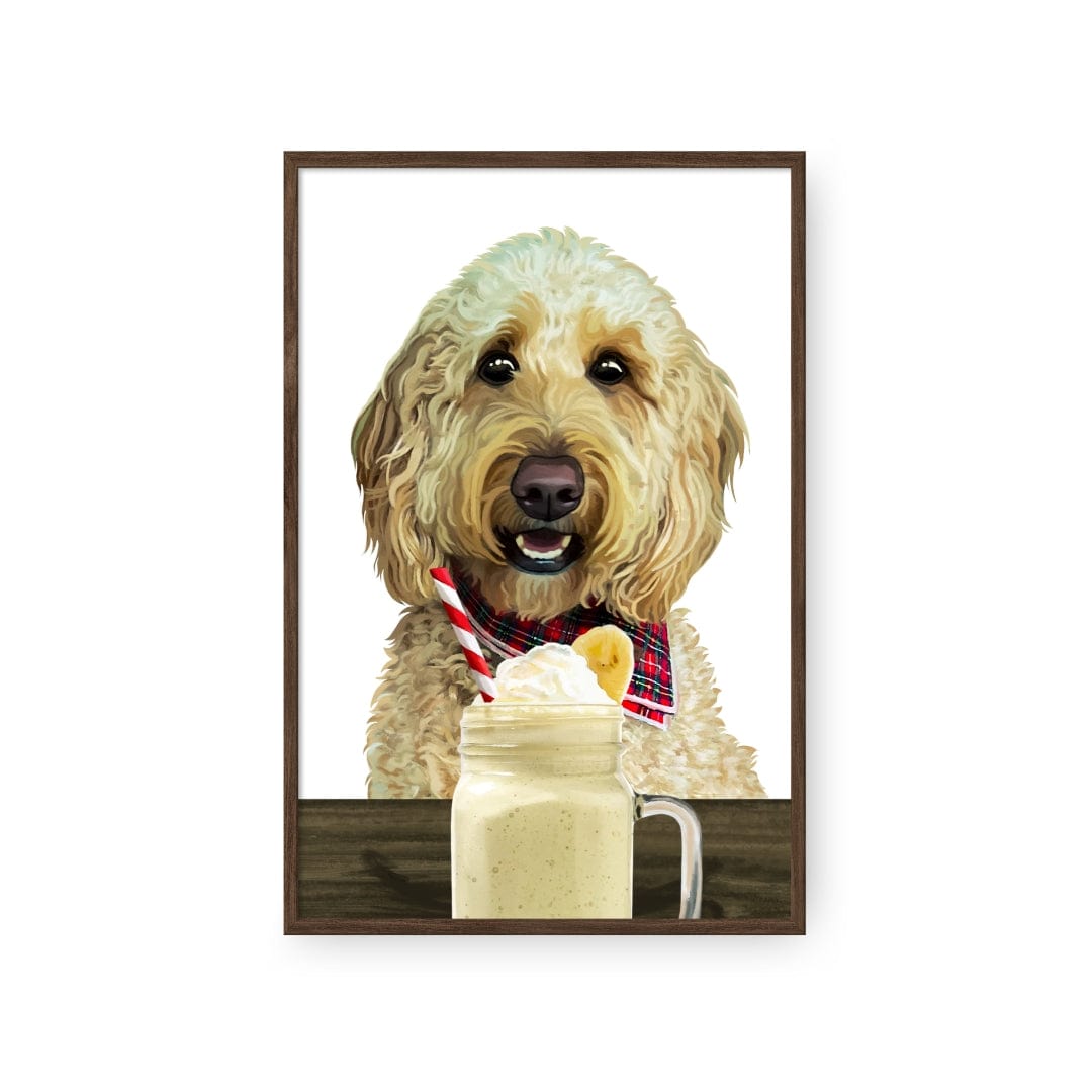 Crown and Paw - Framed Poster Custom Pet with Banana Shake Portrait - Framed Poster