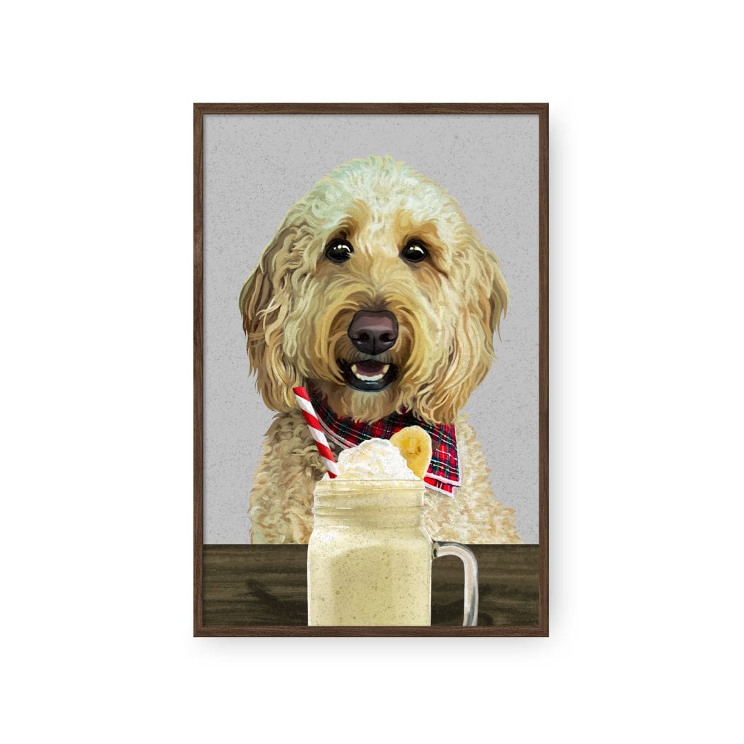 Crown and Paw - Framed Poster Custom Pet with Banana Shake Portrait - Framed Poster