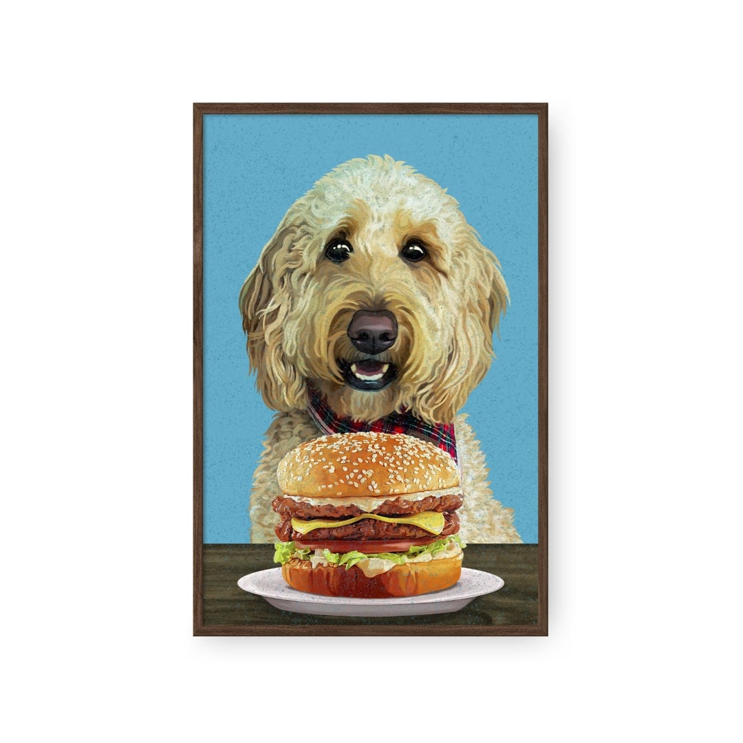 Crown and Paw - Framed Poster Custom Pet with Burger Portrait - Framed Poster