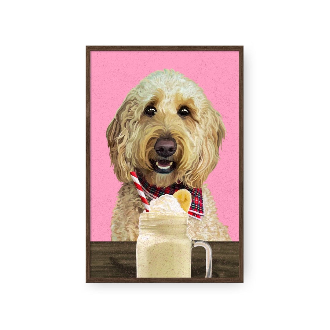 Crown and Paw - Framed Poster Custom Pet with Banana Shake Portrait - Framed Poster