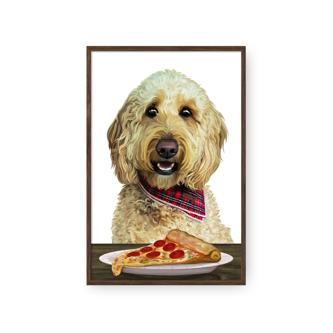 Crown and Paw - Framed Poster Custom Pet with Pizza Portrait - Framed Poster