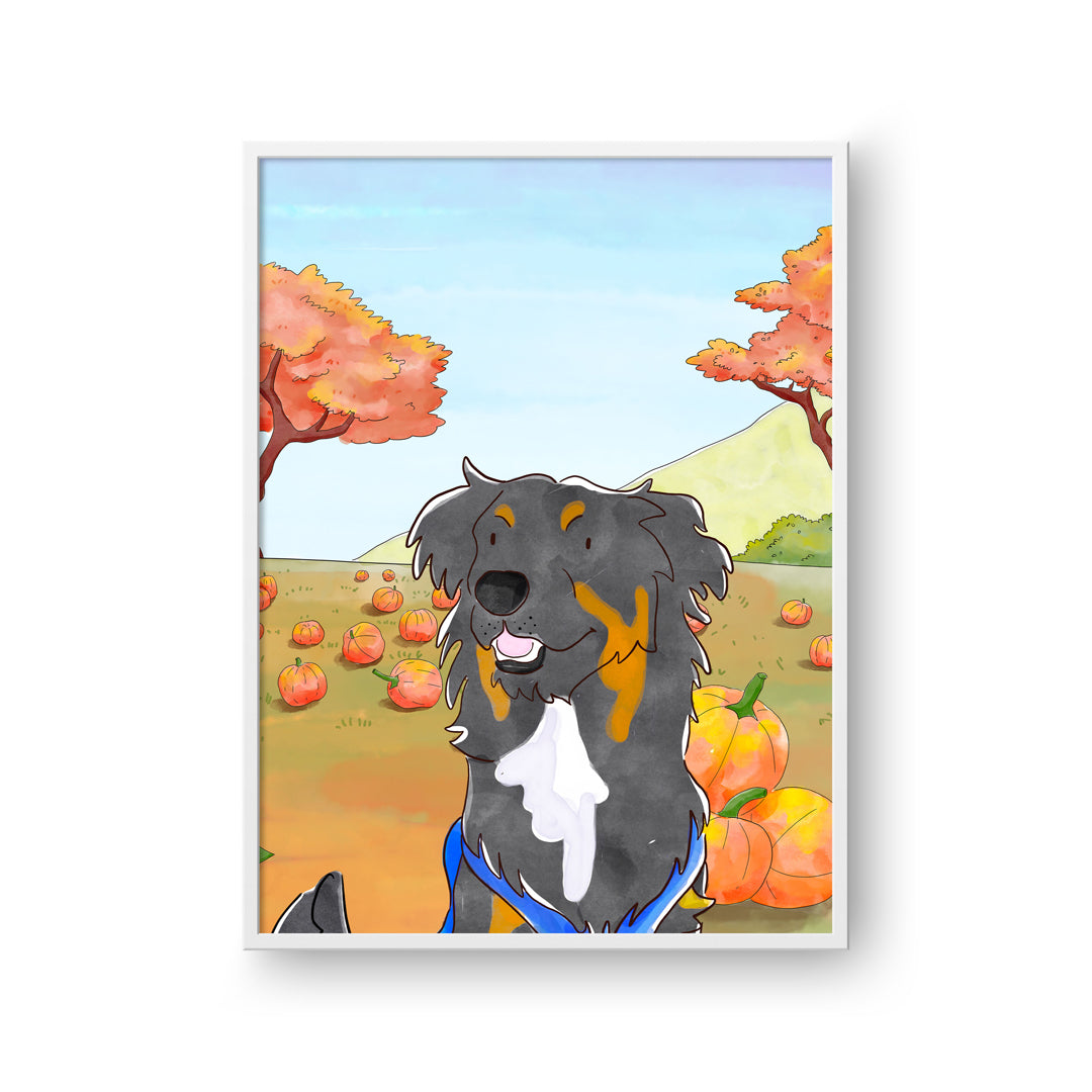 "Watercolor Pet Portrait - One Pet, Framed Poster"