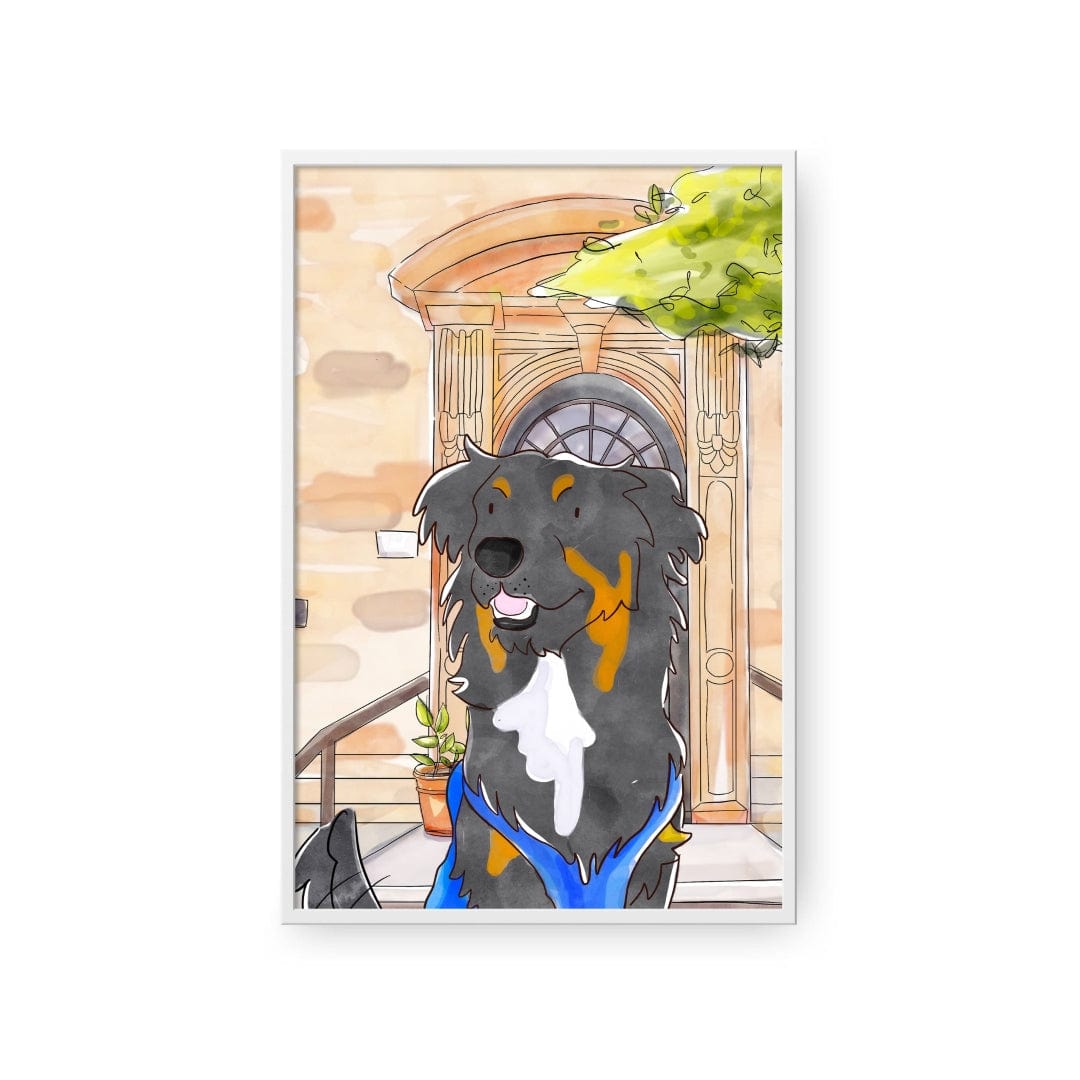"Crown and Paw - Framed Poster Watercolor Pet Portrait - One Pet, Framed Poster"