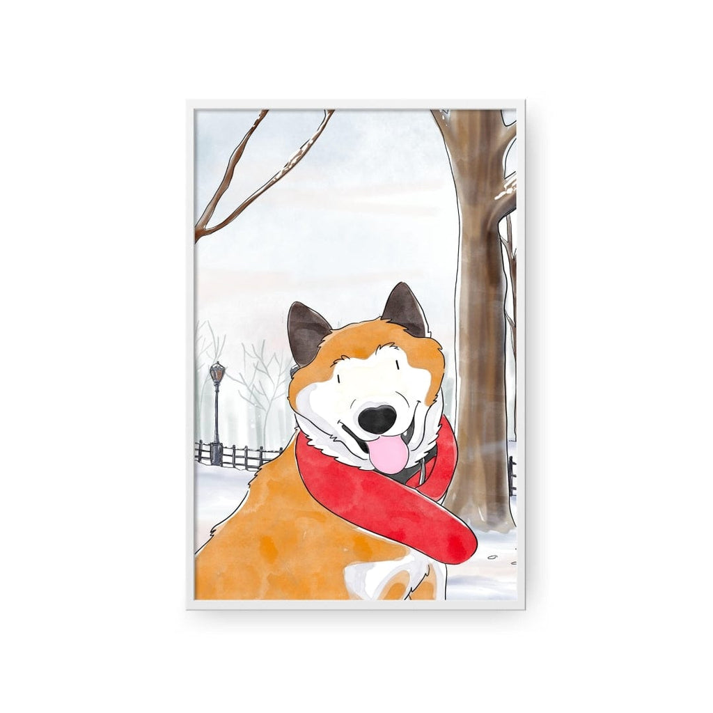 "Crown and Paw - Framed Poster Watercolor Pet Portrait - One Pet, Framed Poster"