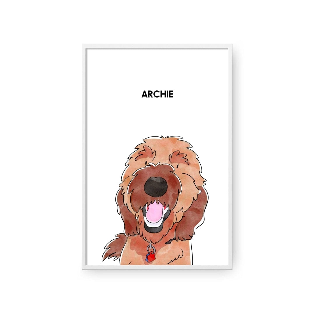 "Crown and Paw - Framed Poster Watercolor Pet Portrait - One Pet, Framed Poster"